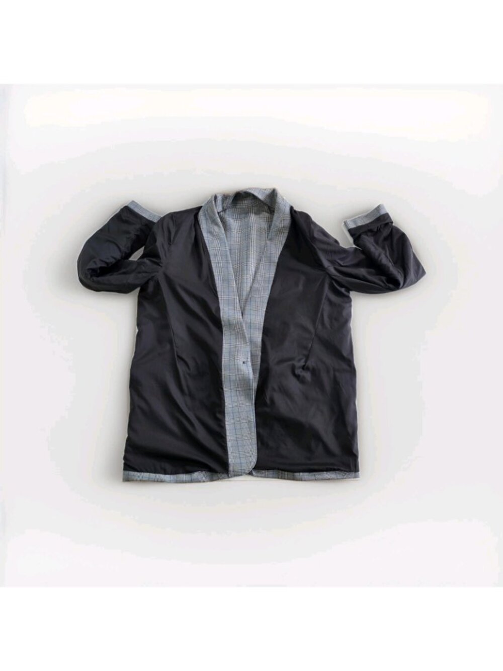 Steve Madden Blazer L Gray Plaid 1B Lined Academia Office Siren Corporate Girlie - Picture 13 of 16